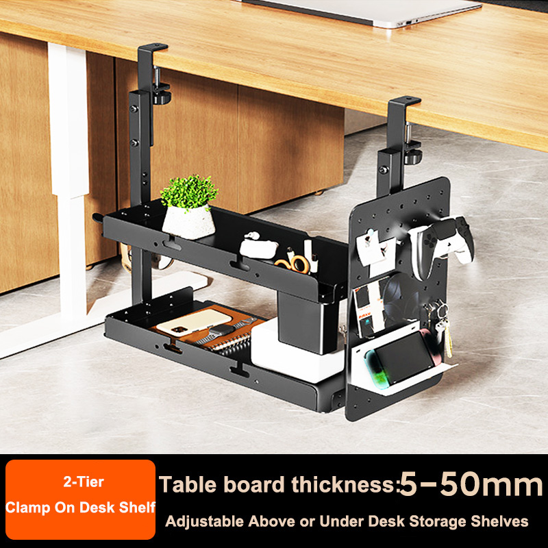 Gaming Accessories For Your Desk - 클램프형 14인치 책상 위/아래 2단 선반