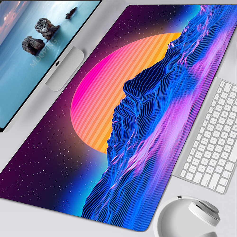 Gaming Accessories For Your Desk - Vaporwave Mousepad Retrowave/synthwave 900x400 마우스 패드